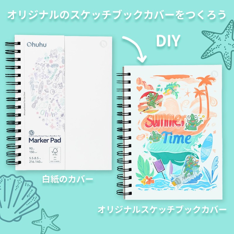 Ohuhu Sketchbook Marker Pen Drawing Paper No Show (140mm x