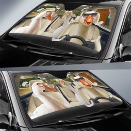 Goose Family Car Front Windshield Sunshade Goose Driving Vehicle Sun Shade Auto Visor UV Ray Reflector Sun Protector, Keep Vehicle Cool (57" x 27.5")