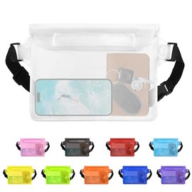 jealkip Waterproof Pouch with Adjustable Waist Strap, Waterproof Dry Bag, Keeps Cell Phones and Valuables Safe and Dry, Perfect for Kayaking, Beach, Camping and Swimming (White)