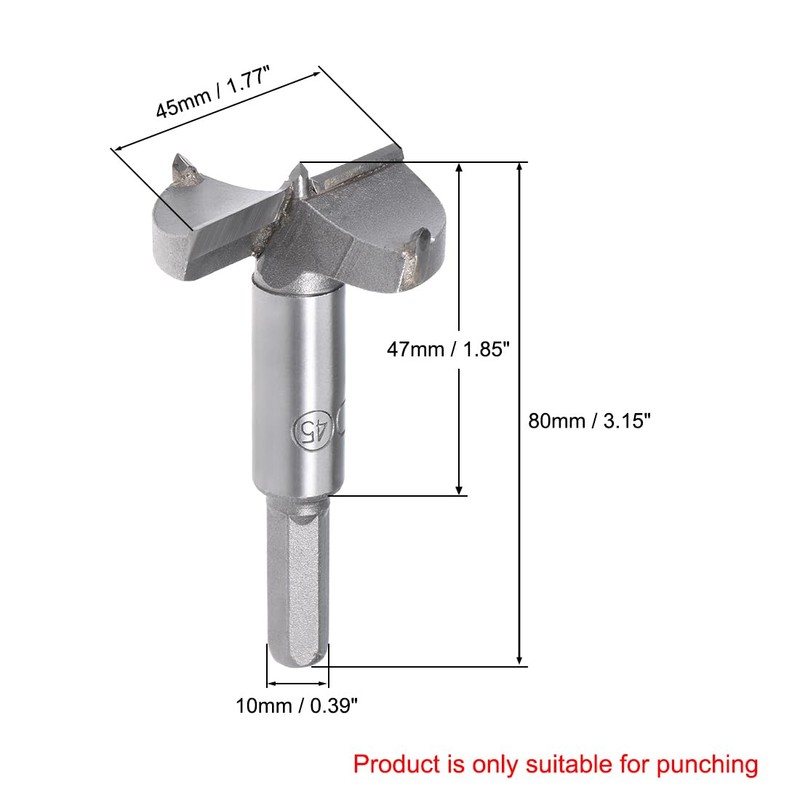 sourcing map Forstner Drill Bits 45mm, Tungsten Carbide Wood Hole
