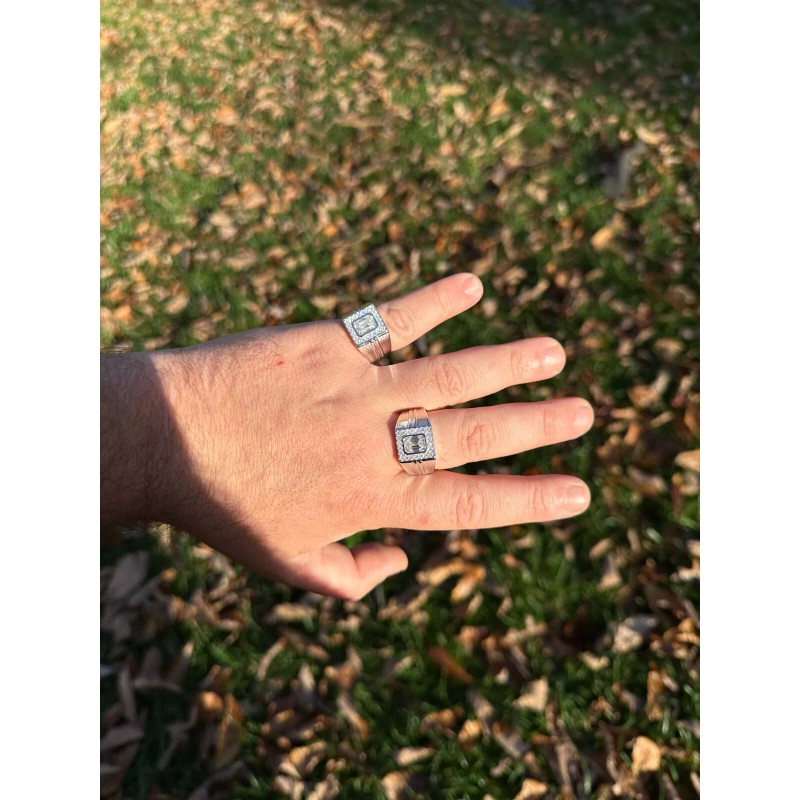 Harlembling Big 2.6ct Emerald Cut MOISSANITE Solitaire Mens Real Solid