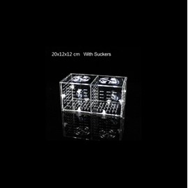 Aquarium Acrylic Assembled Dual Fish Tank Isolation Box (sucker version) 20x12x12cm