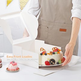 EQOREIIN EQOREIIN White Cake Boxes 10 Inch with Window, 10 Set Bakery Boxes with Cake Boards & Stickers, Cupcake Box for Birthday, Party, Wedding, Mother's Day, Valentine's Day, Christmas10x10x5 inch