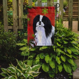Caroline's Treasures SS4674GF Japanese Chin Red and Green Snowflakes Holiday Christmas Garden Flag Mailbox Flag Decorative Yard Flag Banner Outside Patio Artwork Yard Flower Beds, Garden Size, Multic