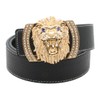 QHA Mens Womens Lion Diamond Designer Leather Belt Gold Black