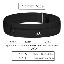 Men's and Women's Running Hydration Belt Bag with Bpa-Free Running Water Bottle & Smartphone Pocket Suitable for Runners and Walkers(L,Black)