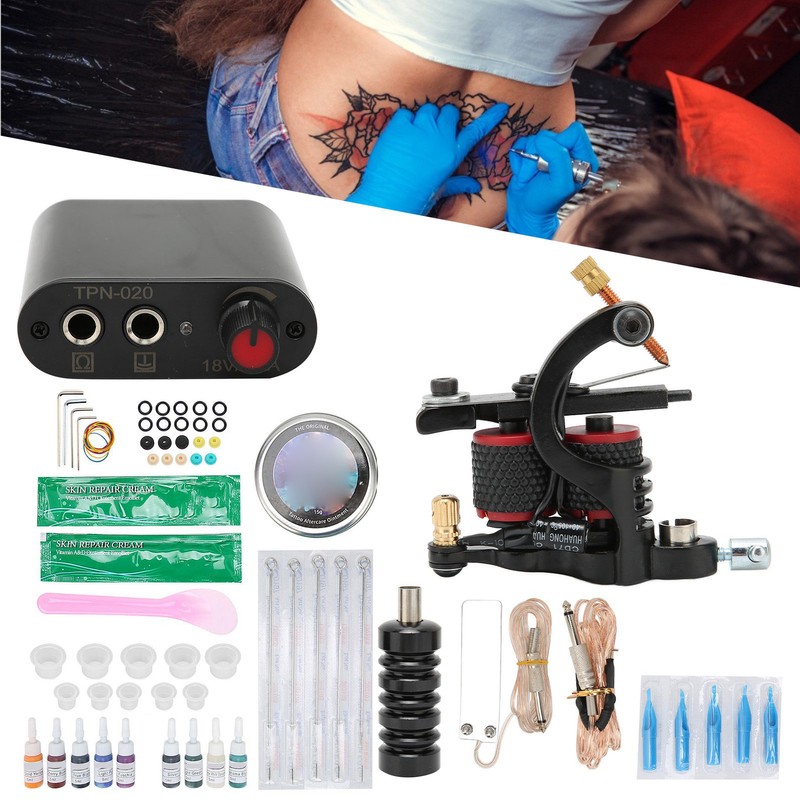 10 Wraps Tattoo Coil Machine Set Mini Tattoo Power Supply