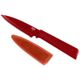 KUHN RIKON Colori+ Serrated Blade with Blade Guard Non-Stick Stainless Steel 19 cm Red