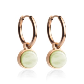 Roségold Gold Ohrringe Creolen mit Anhänger zum Wechseln • Edelstahl Ohrhänger mit Charm in hellgrün • nickelfrei & wasserfest • MIX AND MATCH • Ø 16 mm
