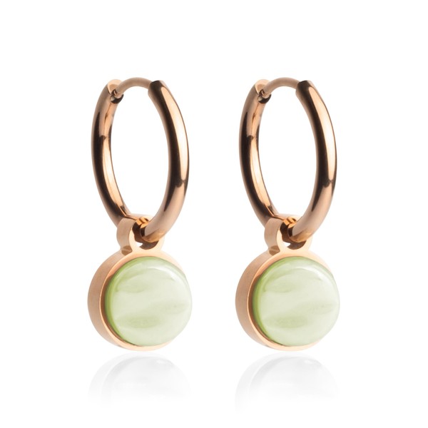 Roségold Gold Ohrringe Creolen mit Anhänger zum Wechseln • Edelstahl