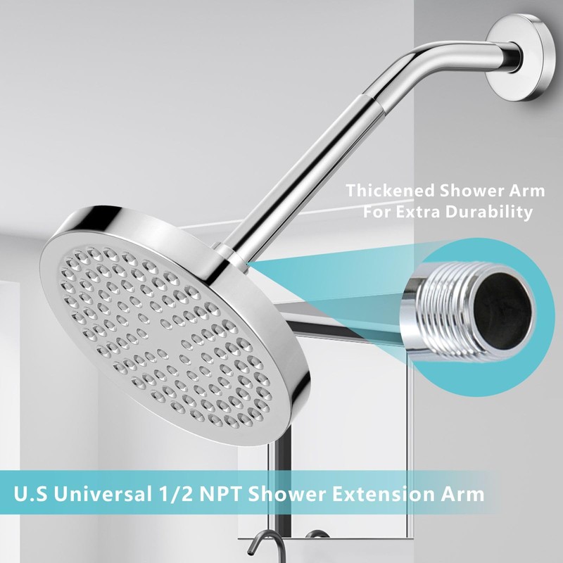 Nuodan Shower Head Extension Arm, Solid Stainless Steel Shower Pipe
