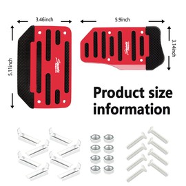 carleef 2PCS Car Pedal Covers - Premium Aluminum Alloy Non-Slip Gas and Brake Pedals Covers for Safe Driving - Universal Car Accessories Fits Car Truck SUV Van with Automatic Transmission (Red)