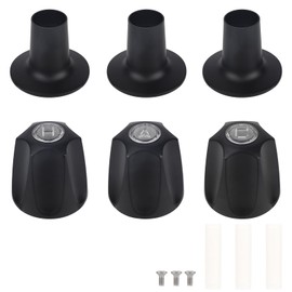 Tinoaly 3pcs Shower Knobs Replacement Kit, Matte Black Shower Knobs Include Base Connectors Screws Compatible with Verve Bathtub Faucet Handle Remodel Trim Kit