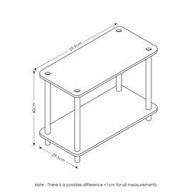 Furinno Turn-N 2-Tier No Tools Tube Shelf/End Table, Single, Black/Grey