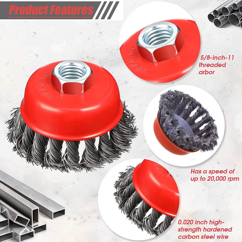 WENORA 20-Piece Knotted 3 Inch Wire Cup Brush for Angle