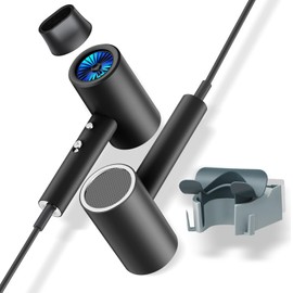 110V Professional Styling Hair Dryer for Salon【Blue Light Negative Ions】 Fast Drying，High Power HairDryer for Home & Travel【Equipped 360 Rotatable Blow Dryer Stand 】 Matte Texture - Graphite Ash