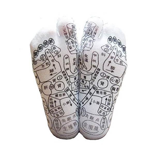 WAKASUGI Foot Socks, Foot Urn Socks, Foot Acupressure Socks, Reflective Area, Print, Easy to Press Acupoids, 8.7 - 10.2 inches (22 - 26 cm), Chinese Letters