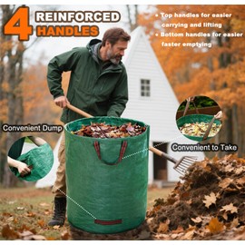 Reusable Yard Waste Bags, 72 Gallon Lawn and Leaf Garden Bags, 3 Pack Heavy Duty Garden Bags with Reinforced Carry Handles, Camping Yard Recycling Bag For Leaves, Lawn Debris & Grass Clippings