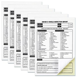 6 Pack Detailed Driver's Daily Vehicle Inspection Report 300 Sets 5.5" x 8.5" Daily Pre Trip Inspection Book with 2-ply Carbonless Dvir Log Forms for Truck Drivers, Meet Fmcsr Requirements