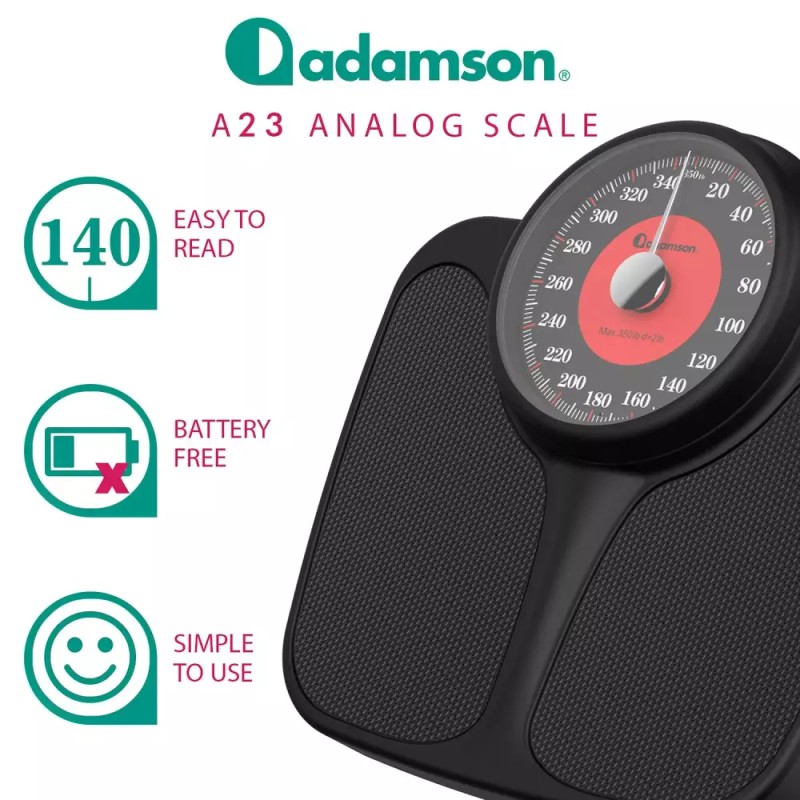 Adamsone 아담슨 A23 체중계 - 최대 350파운드 새 버전 미끄럼