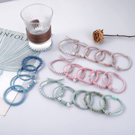 Pack of 20 Boho Bracelet Hair Scrunchie Girls Stretch Ponytail Cute Bracelet Bellody Hair Scrunchie Shatterproof Hair Stretch Accessories for Thick Thin Hair Women's Boho Hair Bobbles Bracelets