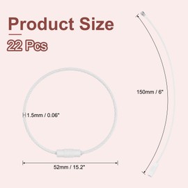 uxcell 22 Pcs Wire Keychain Cable, 6 Inch Coated Stainless Steel Luggage Tag Loops 2mm Dia Metal Wire Cable Key Ring Loop for Luggage Key ID Keepers Tags Keyrings, White