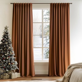 Lazzzy Burnt Orange Velvet Curtains Brown Thermal Insulated 96 Inch Curtain Room Darkening Window Drapes Super Soft Luxury Curtains for Living Room Bedroom Rod Pocket, 2 Panels