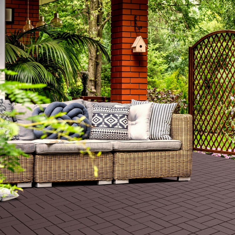 Goovilla Plastic Interlocking Deck Tiles, 9 Pack Outdoor Patio Flooring,