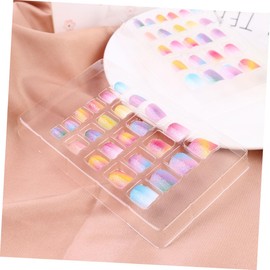 FRCOLOR Fake Nails for Children 48pcs Nail Stickers Gradient Design for Kids Parties