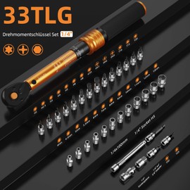 ss shovan Torque Wrench 1/4 Inch 3-25 Nm, 72 Teeth Ratchet, Torque Wrench Set for Bicycle, Motorcycle Spark Plug Change, Includes 1/4 Inch to 3/8 Inch Adapter, Universal Joint, 100 mm Extension