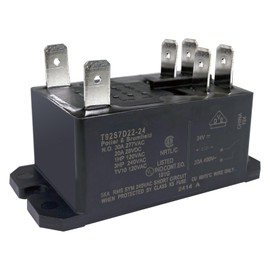 T92S7D22-24 Power Relay (2-Pack) 24VDC 30A 277VAC 6-Pin DPST-NO Replacement for Potter & Brumfield T92S7D22-24 for Dual HVAC Units, Pool Heaters & Industrial Automation
