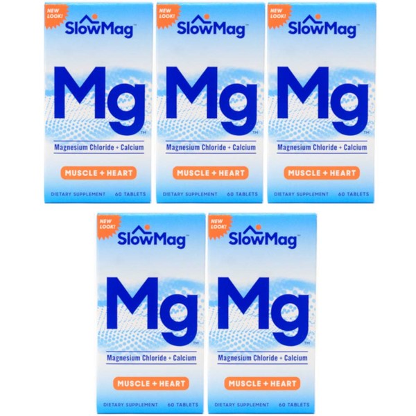 Slow Mag Magnesium Chloride and Calcium, 60 Tablets each (Value Pack of 5)