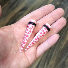 Luxe Modz 12pc Taper Ear Stretcher O-Ring Kit Acrylic Pink Hearts Design 6g to 12mm 1/2"..