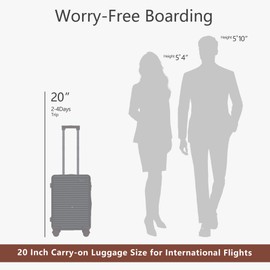 Ruausine 20-Inch Carry on Luggage,Carry-on Suitcase with Spinner Wheels and TSA Lock, 22x14x9 Airline Approved,Hardside Lightweight Travel Carry-on Luggage,Small Rolling Luggage (Blue, 20 lnch)