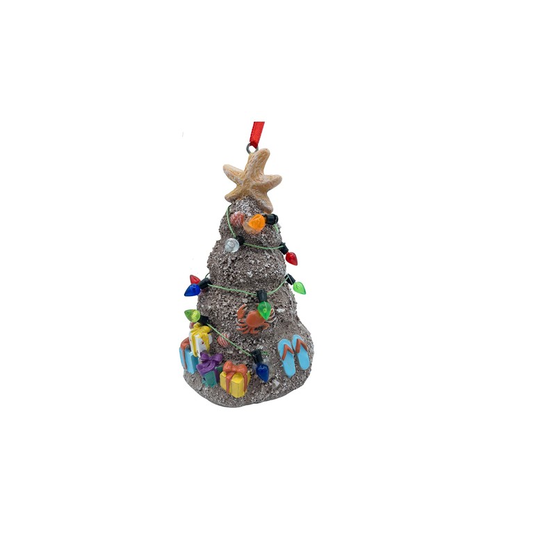 Sand Christmas Tree Tropical Beach Ornament with Lights