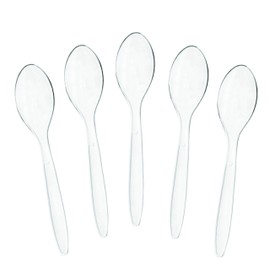 Plasticpro Disposable Clear Plastic Tea Spoons Heavyweight Utensils Pack of 200 Count