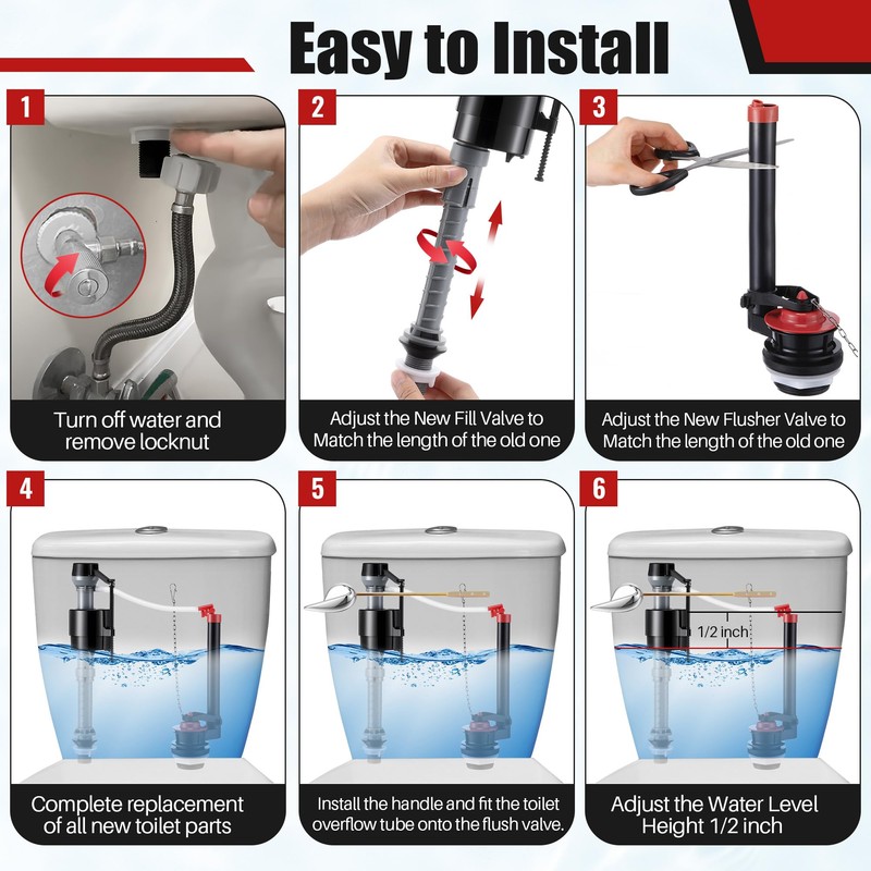 Gulfmew 2 Inch Toilet Flusher Replacement Kit, Toilet Flusher Repair