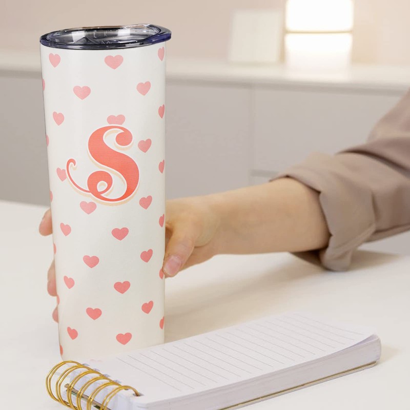 Initial Tumbler,Monogrammed tumbler-Monogram Letter s-Monogrammed Gifts for Women,Initial Gifts for