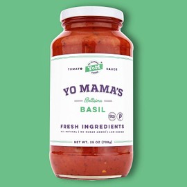 Keto Tomato Basil Pasta Sauce by Yo Mama's Foods - Pack of (1) - No Sugar Added, Low Carb, Low Sodium, Vegan, Gluten Free, Paleo Friendly, and Made with Whole, Non-GMO Tomatoes