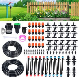 ASEVAT Drip Irrigation System Kit, 26FT+197FT Garden Watering System with Hose Distribution Tubing Drip Emitters Connectors,Automatic Drip Irrigation Kit for Plant,Greenhouse, Yard,Lawn,Patio