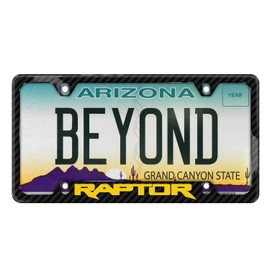 iPick Image Made for Ford F-150 Raptor in Yellow Black Real Carbon Fiber 50 States License Plate Frame