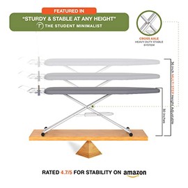 XABITAT - Tabla de planchar de tamaño completo de 57 x 15 pulgadas con colgador de montaje en pared, construcción de metal completo, orga...