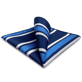 S&W SHLAX&WING Mens Pocket Square Stripes Blue Navy Royal Striped Handkerchiefs for Suits