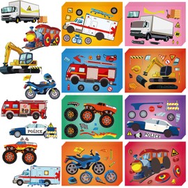 48 Sheets Truck Stickers Kits Make Your Own Truck Stickers with 8 Designs Truck Party Favors for Kids Boy's Kindergarten, Festival Present (Automobile)