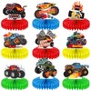 9Pcs Truck Birthday Decorations Truck Honeycomb Centerpieces Monster Truck Table