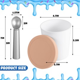 Nuenen 5 Pack Ice Cream Containers 1Qt Freezer Storage Tubs with Silicone Lids and Spoon for Homemade Ice Cream Reusable, Sorbet Dishwasher Safe (Morandi Colors)