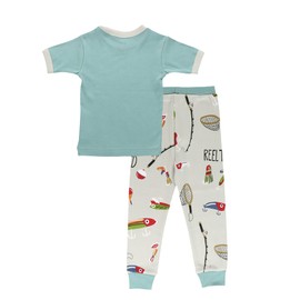 Lazy One Short-Sleeve Pajamas Sets for Girls and Boys, Kids' Soft, Animal PJs, Fishing (Reel Tired, 10)