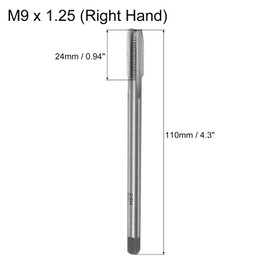 QUARKZMAN Metric Tap M9 x 1.25 H2 110 mm Extra Long Straight Flute Tap Cutting Machine Tap Thread Cutting Tool