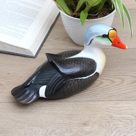 NOVICA Artisan Handmade Wood Statuette Suar Duck Multicolor Indonesia Sculpture Animal Themed [5in H x 9.5in W x 3.9in D] 'King Eider'
