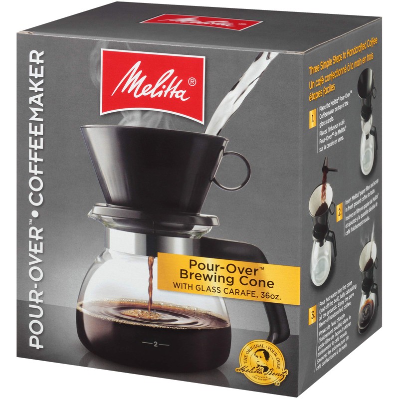 Melitta Pour-Over Coffee Brewer W/ Glass Carafe, Holds 6 -